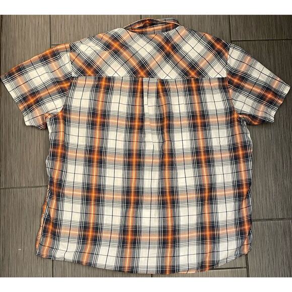 Field & Stream Men's Short Sleeve Button Up Flannel Shirt Size 2XL Orange Blue - Picture 5 of 6